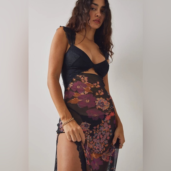 Free People Dresses & Skirts - FP Floral Lace Slip Dress Cottagecore Fairycore Dark Academia Y2K Aesthetic L